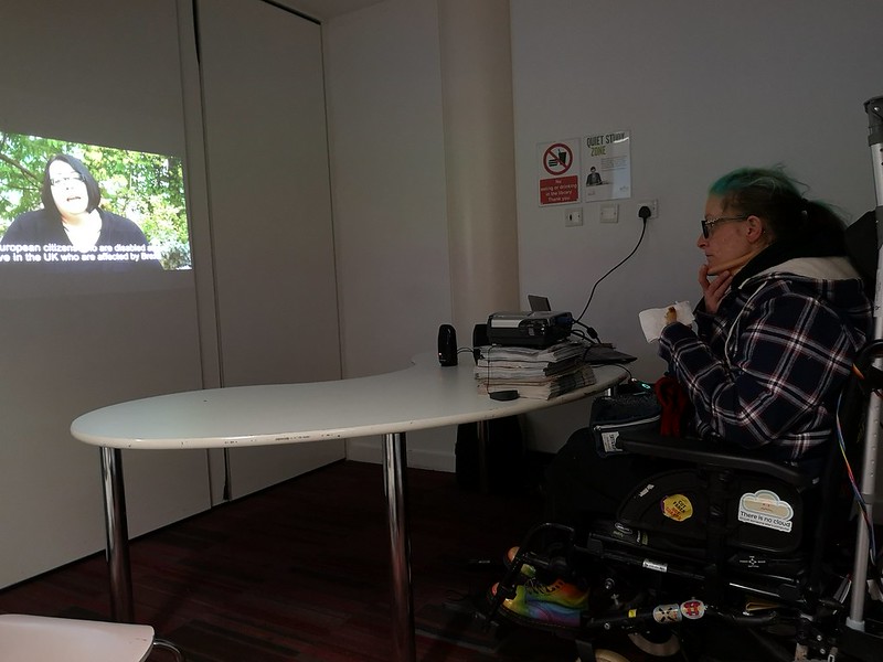 wheelchair user watching presentation